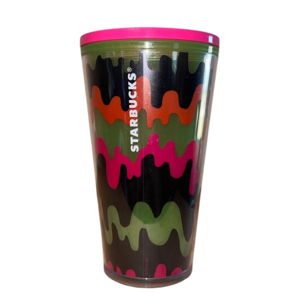 Starbucks 16oz Tumbler With Drip Pattern & Pink Lid